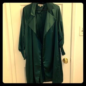 Forest green satin long blazer